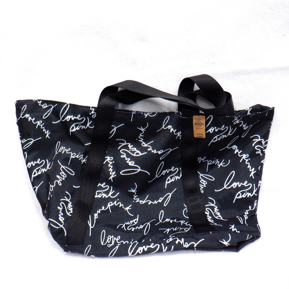 PINK Black Nylon Large Tote Bag NWT